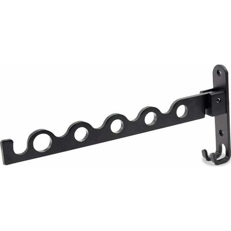 Black, foldable wall-mounted clothes drying rack made of aluminum, ideal for bathrooms and clothes dryers – 31.2 x 14.3 x 3.1 cm