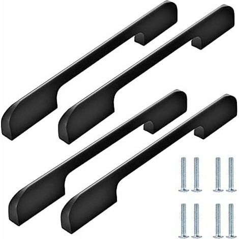 royaluxe - [4 pièces] Poignée de meuble de cuisine de 192 mm, poignée d'armoire en acier inoxydable noir (1/5)