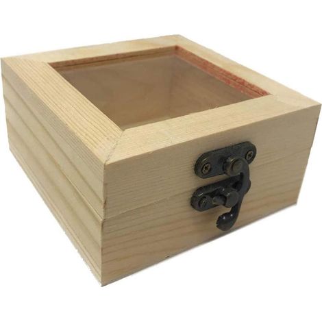 Scatola in Legno per decoupage portagioie con vetrino Cofanetto espositore bacheca Cofanetto Gioielli minuterie (1/2)