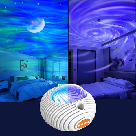 Dual-effect UFO-shaped light projector, bedroom ambient light, with timer, plug-in and Bluetooth functions. (1/4)
