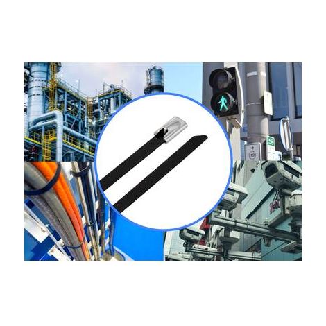 TRU COMPONENTS TC-12656548 SERRE-CÂBLES EN ACIER 360 MM 4.6 MM AISI 304 AVEC REVÊTEMENT 100 PC(S)