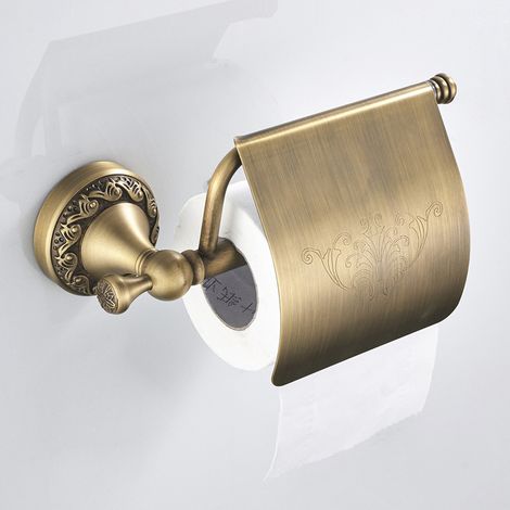 Porte-Papier Toilette en Laiton Rétro, Porte-Rouleau de Papier Hygiénique Mural，Support de Papier Toilette avec Couvercle en Laiton Retro Porte-Rouleau Murale，Support de Rangement pour Papier Toilette