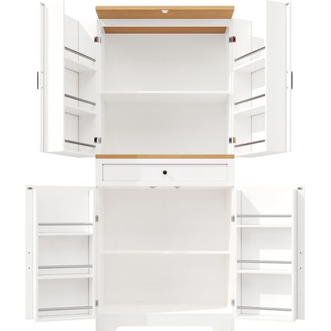 Aparador alto de cocina blanco 80x40x180 cm de MDF y aglomerado MODENUIT (1/5)