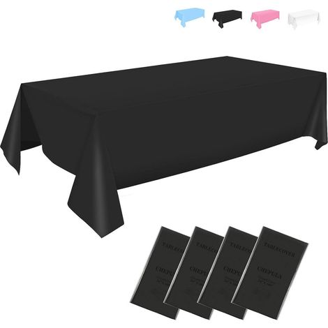 Einweg Tischdecke 4 Stück, Wasserdicht, Rechteckig, 137x274 cm, Schwarz (1/5)