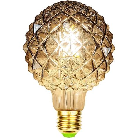Ampoules LED rétro à filament Edison 4W Verre fumé 220/240V E27 Ampoules décoratives en cristal Art Déco G95 Cristal (Ananas) [Classe énergétique D] (1/3)