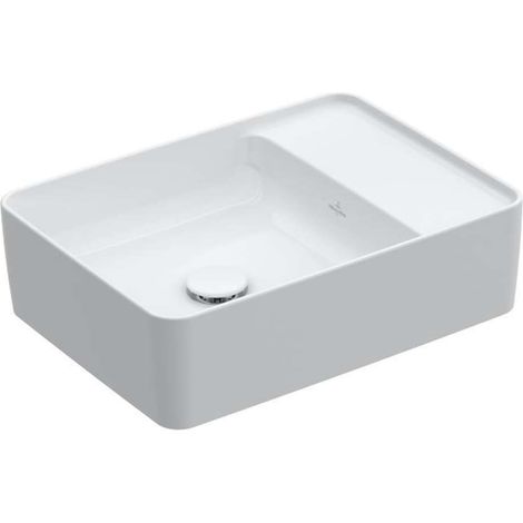 Villeroy & Boch Collaro - Lavabo da appoggio, 510x380 mm, senza troppopieno, senza foro per miscelatore, bianco alpino 4A175301 (1/2)