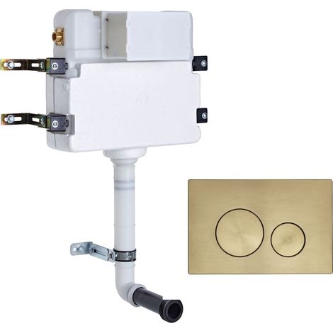 Roper Rhodes In Wall Concealed Cistern and Rondo Brushed Brass Dual Flush Plate (1/3)
