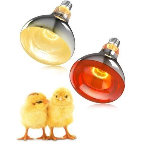 Lot de 2 Set de Ampoule Chauffante 250W E271x Infrarouge Lumière Rouge + 1x Lumière du Jour, pour Lampes Chauffantes Volailles, Poussins, Chiots, Porcelets, Agneaux, Chatons, Reptiles