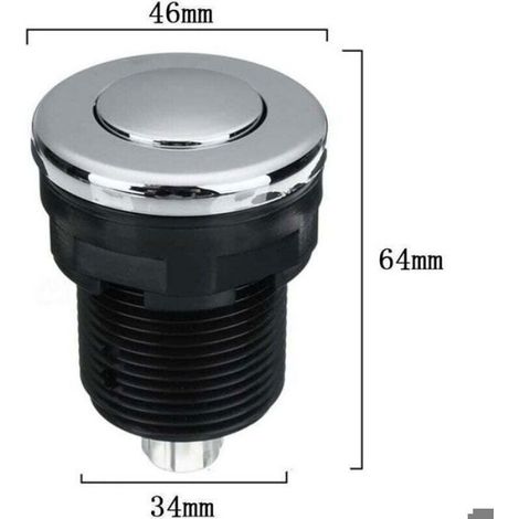 1 Interrupteur pneumatique, bouton-poussoir noir, 34 mm, ABS et acier inoxydable, pour spa, baignoire, broyeur (1/3)