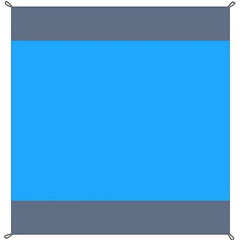 Tapis de Plage Imperméable, Tapis de Plage 200 x 210cm Grande Couverture de Plage Imperméable Anti-Sable avec 4 Piquets pour Plage Voyage Camping Randonnée Pique-Nique Vacances, Gris + Bleu