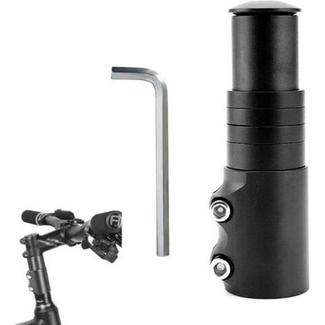 Rehausse Potence de Guidon, Rehausse Potence VTT, Extenseur Potences Vélo, Bicyclette Étendre Riser Adaptateur, Convient aux VTT et Vélos de Route, avec Clé Hexagonale, Noir (1/5)