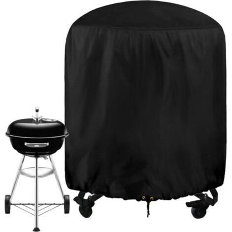 Housse de barbecue ronde, Ø24 x 28.5inches, imperméable, tissu Oxford 210D, avec cordon de serrage, housse de barbecue d'extérieur résistante aux UV, coupe-vent et indéchirable (1/4)