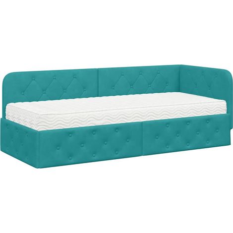 Maison Exclusive - Cornice del letto ad angolo Turchese 80 x 200 cm Velluto