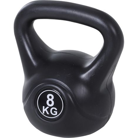 Kettlebell Kugelhantel 8 kg Gewicht-Hantel mit Sand befüllt für Anfänger Schwarz