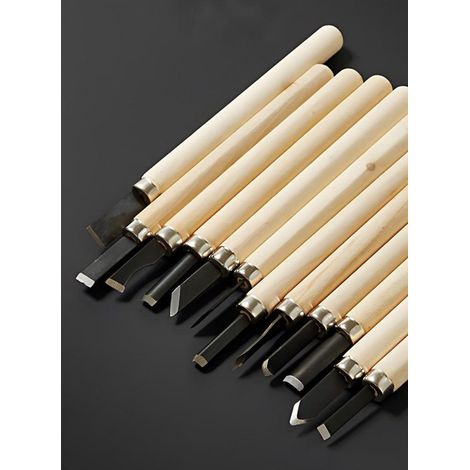 Holzschnitzset – 12-teiliges Set: Schnitzmesser, Holzmeißel und Bildhauerwerkzeuge für Bildhauer, Schreiner und Hobbykünstler (1/5)