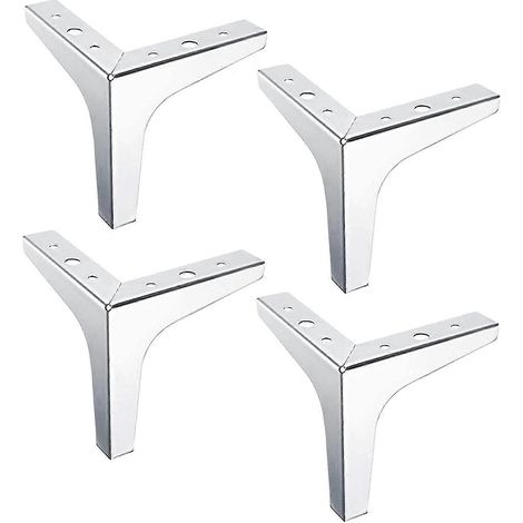 Pieds de meubles modernes, design triangulaire pour un soutien durable, pieds de meubles en métal chromé, remplacement facile, 4 pièces en acier inoxydable, fer et zinc (1/4)