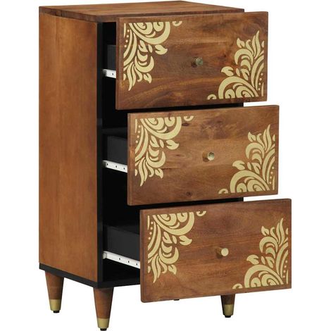 Buffet Moderne Meuble de rangement - avec tiroir Marron 40 x 33 x 75 cm Bois de mangue massif fr15719 (1/5)