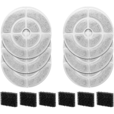 Lot de 12 filtres à charbon actif et éponges pour fontaine à eau pour chien 9,5 L (6 filtres + lot de 6) (1/5)