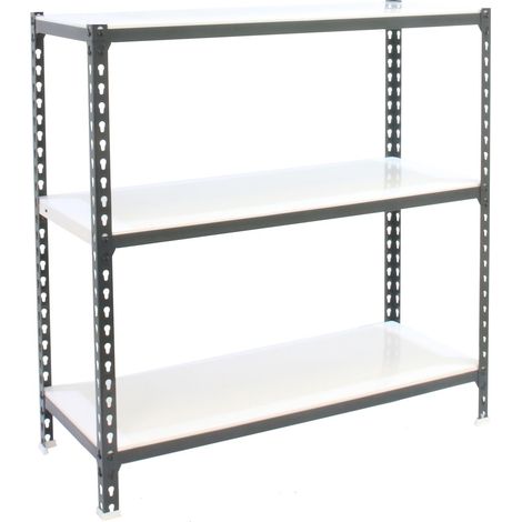 Estantería metálica sin tornillos SIMONCLICK de 3 estantes (90x80x30cm) ANTRACITA Y BLANCO (1/5)