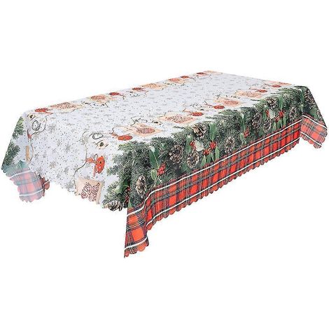 Nappe de Noël, couverture de table rectangulaire imprimée de Noël pour la décoration de cuisine de salle à manger, 56 pouces X (1/5)