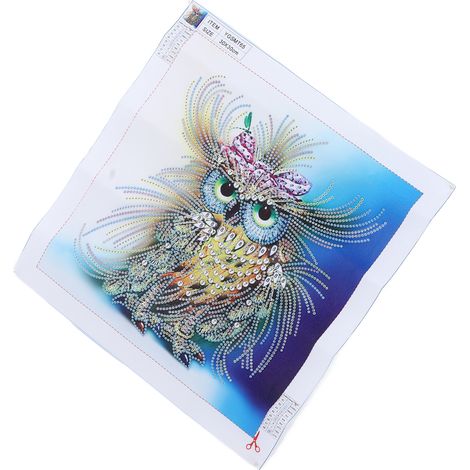 Peinture strass, motif hibou mignon, couleur lumineuse, à faire soi-même, décoration murale. (1/5)