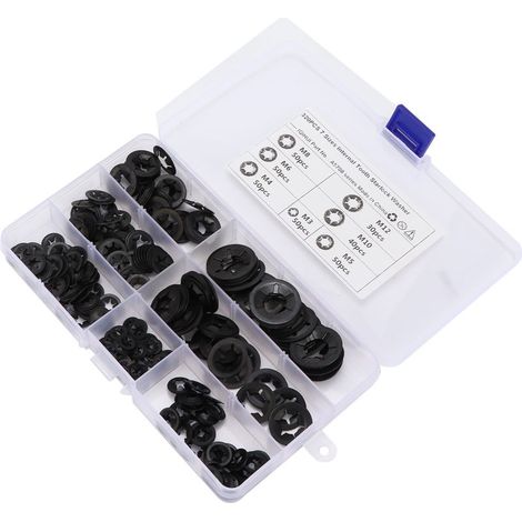 Assortiment de 320 rondelles Starlock, 7 tailles, clips de verrouillage rapide à pression pour équipements automobiles et de machines. (1/5)