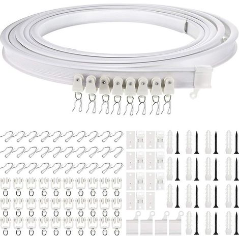 5 Mètres Rail de Plafond Pliable Rail de Rideau Incurvé Montage de Rideau de Plafond Flexible Rail de Fenêtres Courbes pour Rail de Rideau avec Système de Rail Rideau Lit Diviseur, Rail de Plafond (1/5)