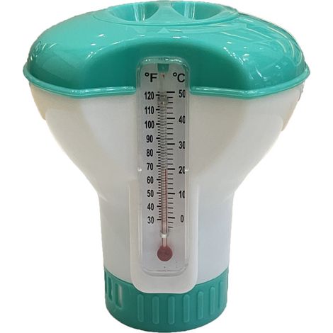 Outil de nettoyage de piscine Distributeur de comprimés de chlore Pulvérisateur de piscine avec thermomètre Lake Blue (1/4)