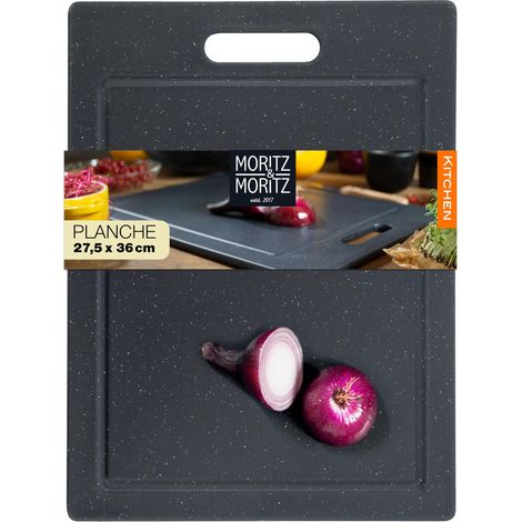 Planche a decouper plastique noire - 36 x 27,5 cm – Planche a decouper granit - Planche à découper plastique avec Pieds Antidérapants - Planches à découper cuisine (1/5)