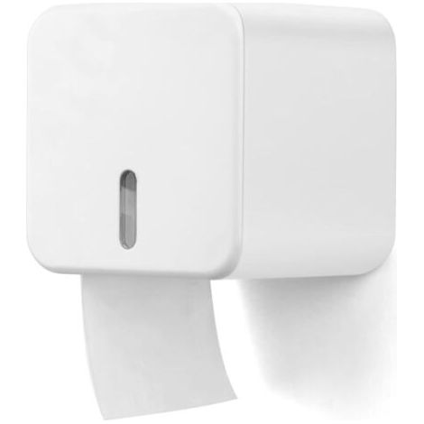 Porte-papier toilette mural, distributeur et support de rouleau, étanche et anti-poussière pour salle de bain et toilettes (blanc) (1/4)