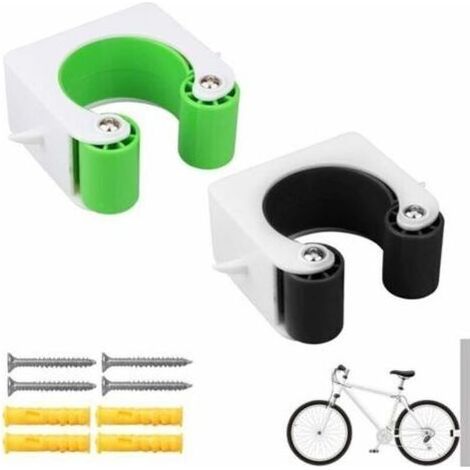 2 pièces Boucle de Stationnement Vélo, Boucle Stationnement pour Vélo de Route, Portable Créatif Plastique Boucle de Suspension de Stationnement avec Vis pour Garage, Salon (Noir, Vert) (1/5)