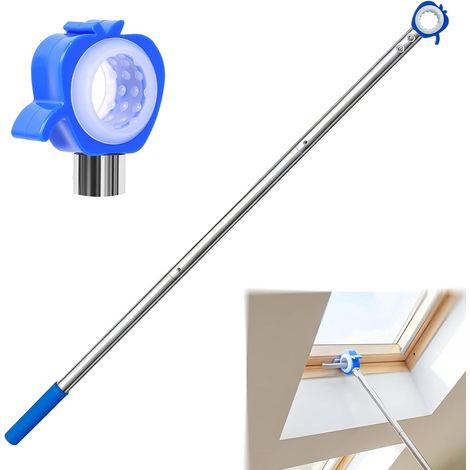 Rallonge de poignée de fenêtre avec crochet pour fenêtre de toit - Ouvre-fenêtre avec crochet de toit et vis de serrage, barre de fenêtre en acier inoxydable de 1,17 mm, barre avec crochet pour (1/5)