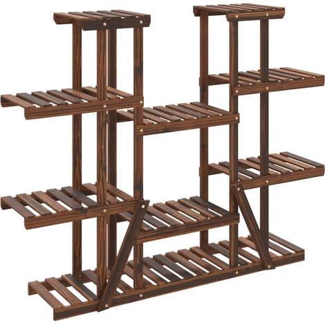 Support à fleurs meuble plante 110 x 25 x 110,5 cm bois massif de sapin marron (1/5)