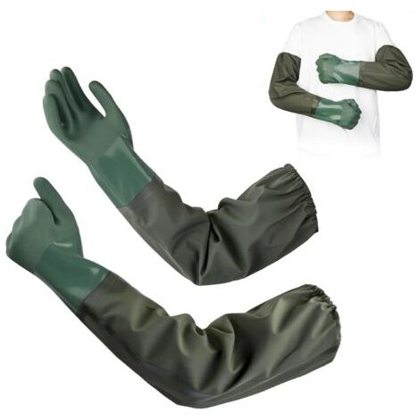 1 Paire Gants Longs 70cm Gant Menage en Caoutchouc Gant Protection Chimique Imperméables Étanches Antidérapants pour Nettoyage Étang Industrie Agriculture Pêche Construction (1/5)