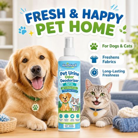 KineShineX Pet Urine Stain Remover and Odor Eliminator Spray - Suitable for Cats, Dogs, Cat Beds, Sofas, and Carpets - Decomposes Urine Odors (1/5)