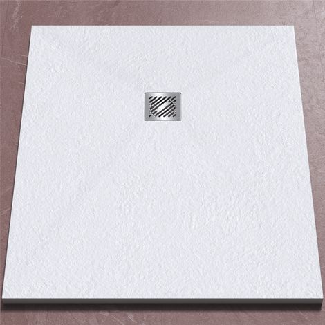 doporro Duschwanne Duschtasse 90x120x3cm aus Mineralguss in Weiß Rechteckig DIN-Anschlüsse für bodenebene Montage geeignet Geoma 09 (1/5)