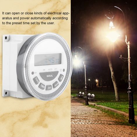 Minuterie numérique programmable hebdomadaire 16 A, sortie relais (220 V 16 A TM-619H-2) (1/5)