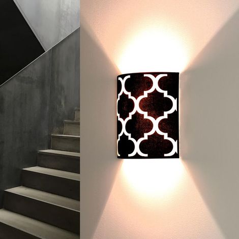 Applique murale E14 noir blanc abat-jour tissu rétro (1/4)