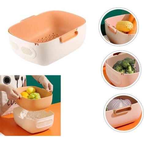 Panier de vidange - MARQUE - Double couche amovible - Couleur orange - 22x27 cm - PP (1/4)