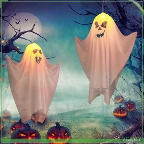 Décoration d'Halloween - FAFEICY - Fantôme lumineux - Paquet de 2 - Tissu - Mixte (1/5)