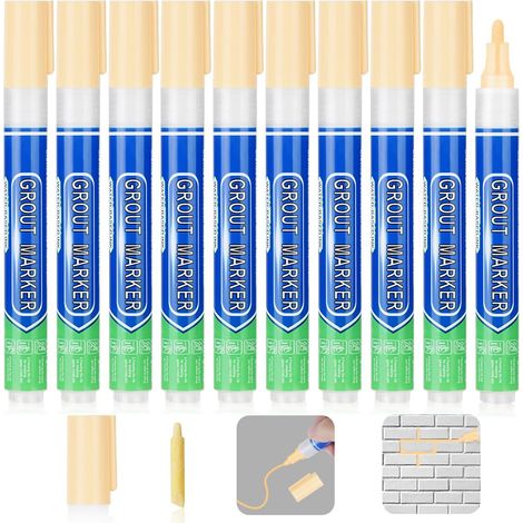 Stylo Joint Carrelage, 11PCS Stylo de Carrelage à Coulis, Imperméable Marqueur Joints, Rénovateur de Coulis pour Salle de Bain, Cuisine, Carrelage, Sol (1/5)