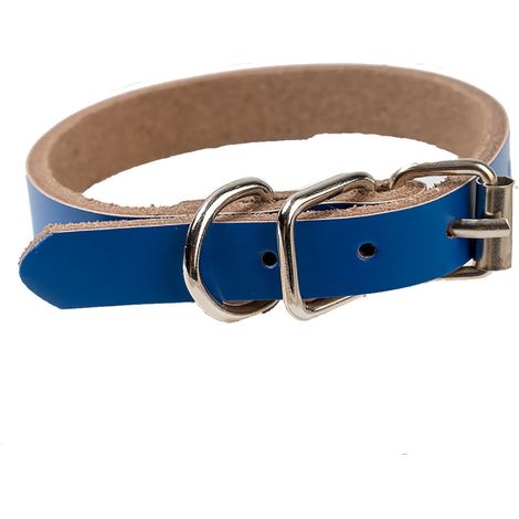 Collier Pour Chien - Cuir PU Ajustable - Couleur Unie Bleu - Taille XL (1/2)