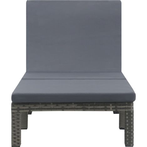 Chaise longue  Transat  Bain de soleil avec coussin Résine tressée Anthracite (1/5)