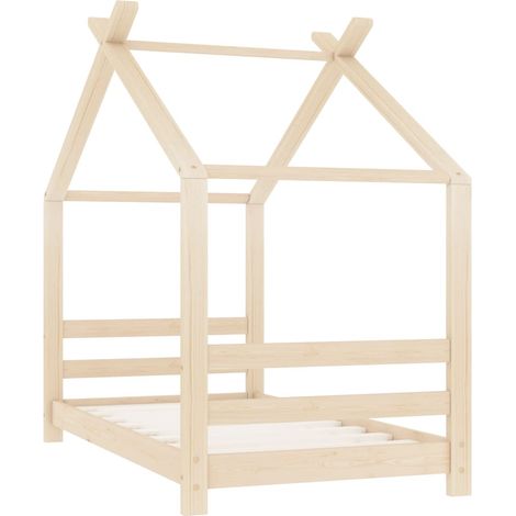 Lit simple Cadre de lit d'enfant Bois de pin massif 70x140 cm