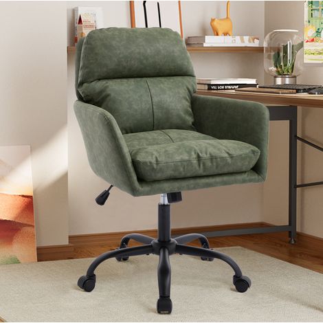 Poltrona da ufficio 62x33x57 cm in pelle PU verde, altezza regolabile, moderna FloraGrace (1/5)