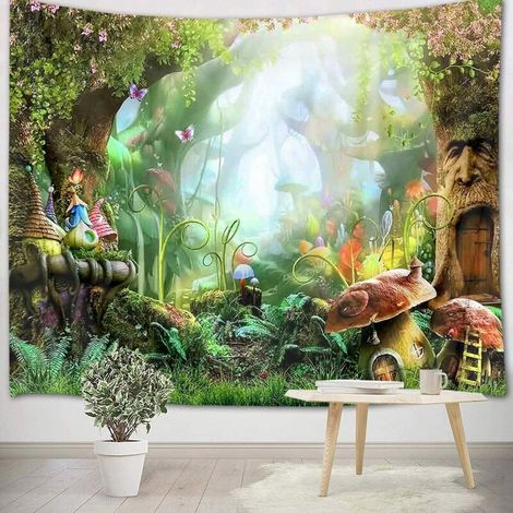Tapestry - 150 x 130 cm - Motif Forêt Fantastique - Décoration Murale Chambre Enfant Salon Résidence Étudiante - 1 Pièce (1/5)