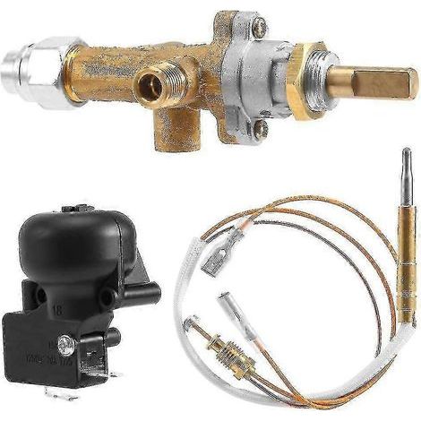 Kit de sécurité pour foyer extérieur au propane avec vanne de régulation. capteur thermocouple et interrupteur de vidange pour chauffage de terrasse au gaz.