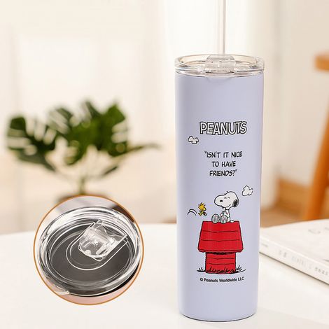 Gourde isotherme Snoopy pour enfants et adultes, en acier inoxydable 304, bleue, 500 ml, idéale pour les sports de plein air et les voitures. (1/5)