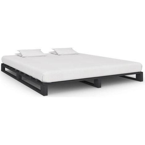 Cadre de lit de palette sans matelas gris 160x200cm bois massif