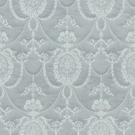 Silver White Damask Medallion Vinyl Wallpaper Floral Scroll Feature Wall